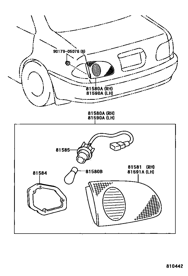Toyota COROLLA 后组合灯 EPC diagram — 810442