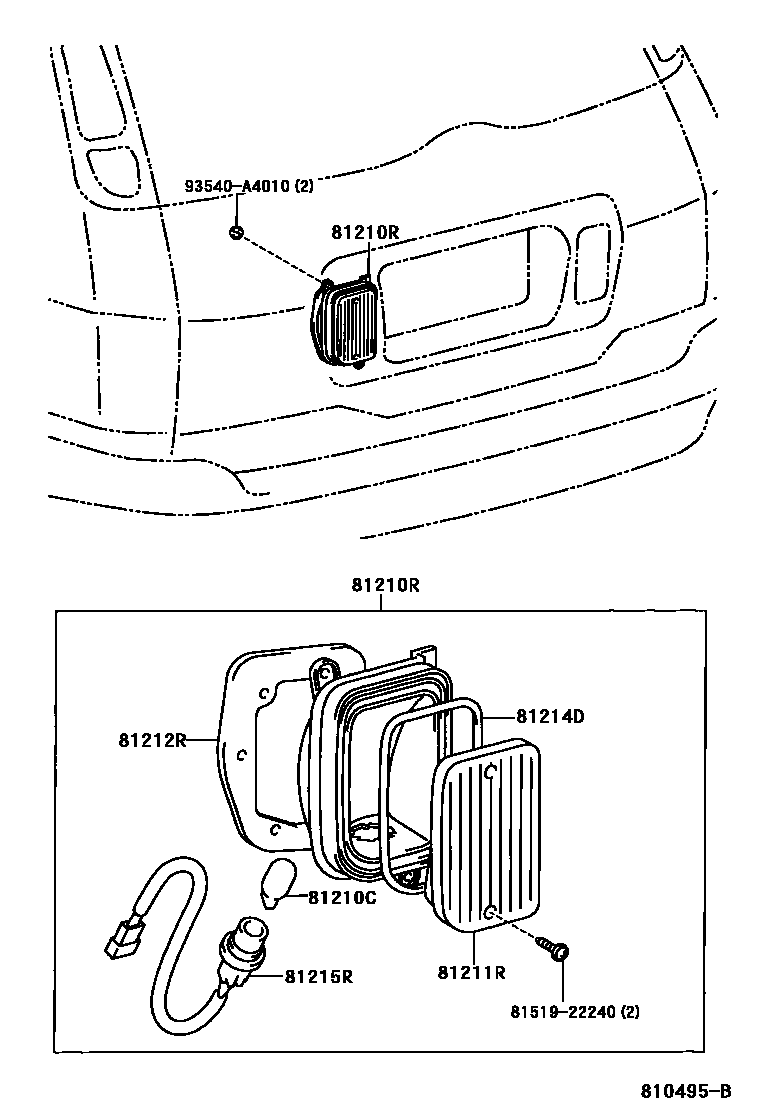 Toyota COROLLA 后雾灯 EPC diagram — 810495B