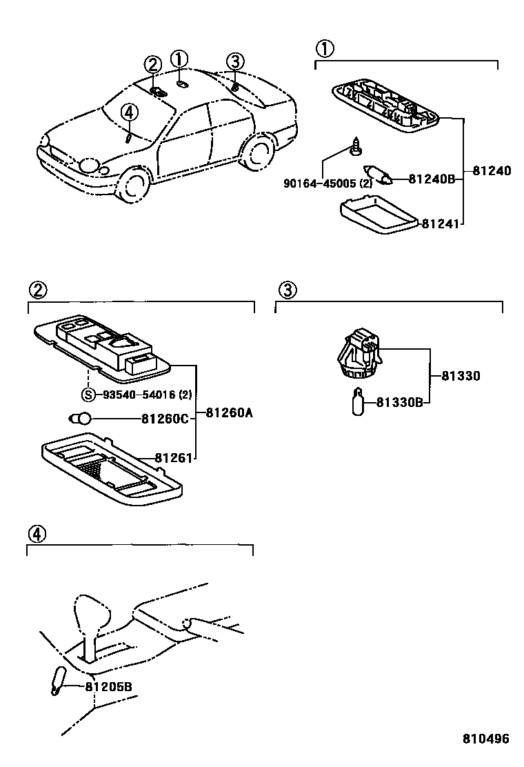 Toyota COROLLA 车内灯 EPC diagram — 810496