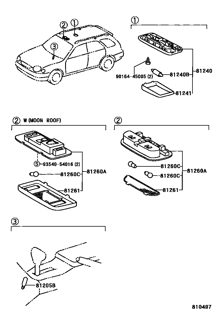 Toyota COROLLA 车内灯 EPC diagram — 810497