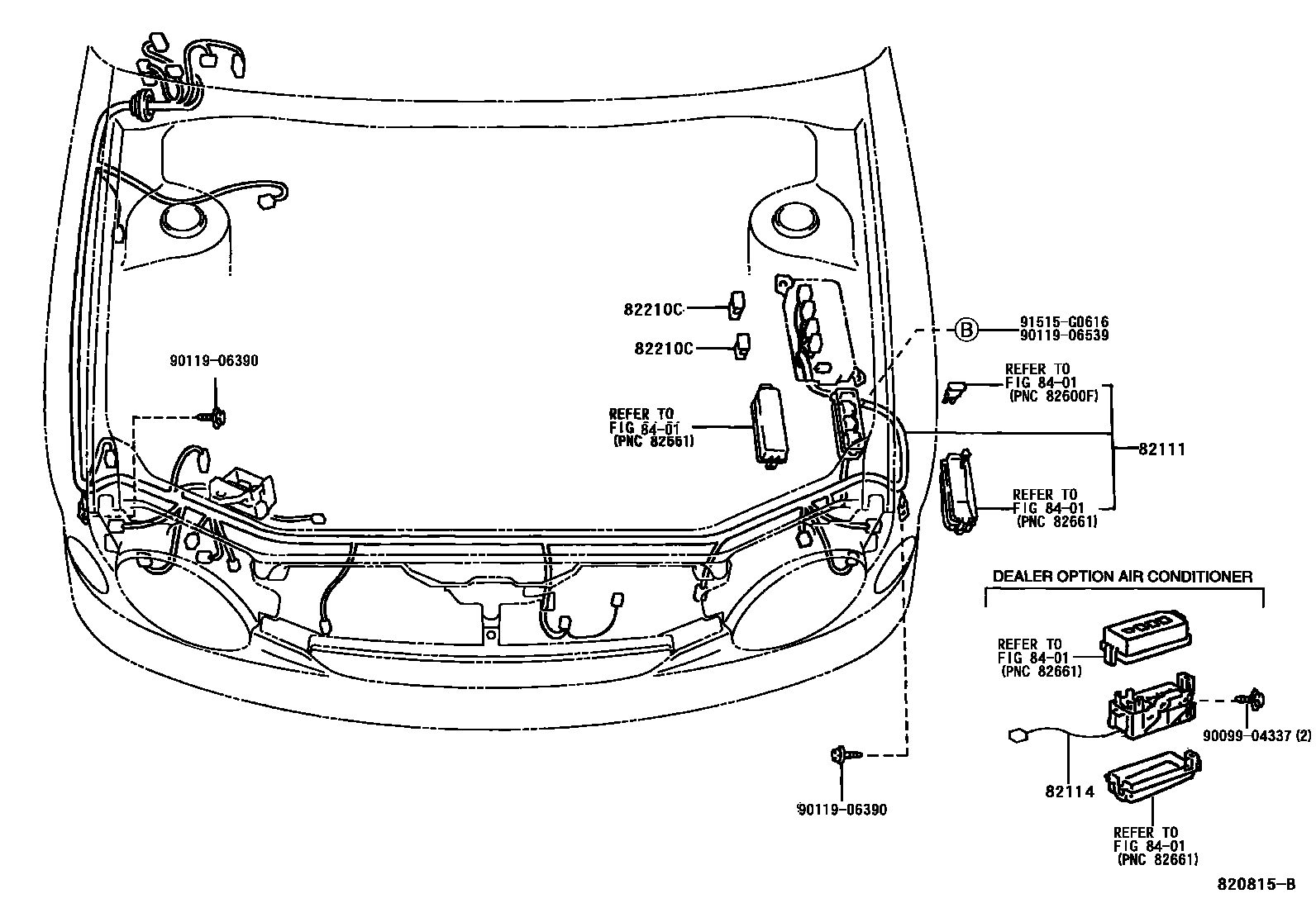 Toyota COROLLA 线束和卡夹 EPC diagram — 820815B