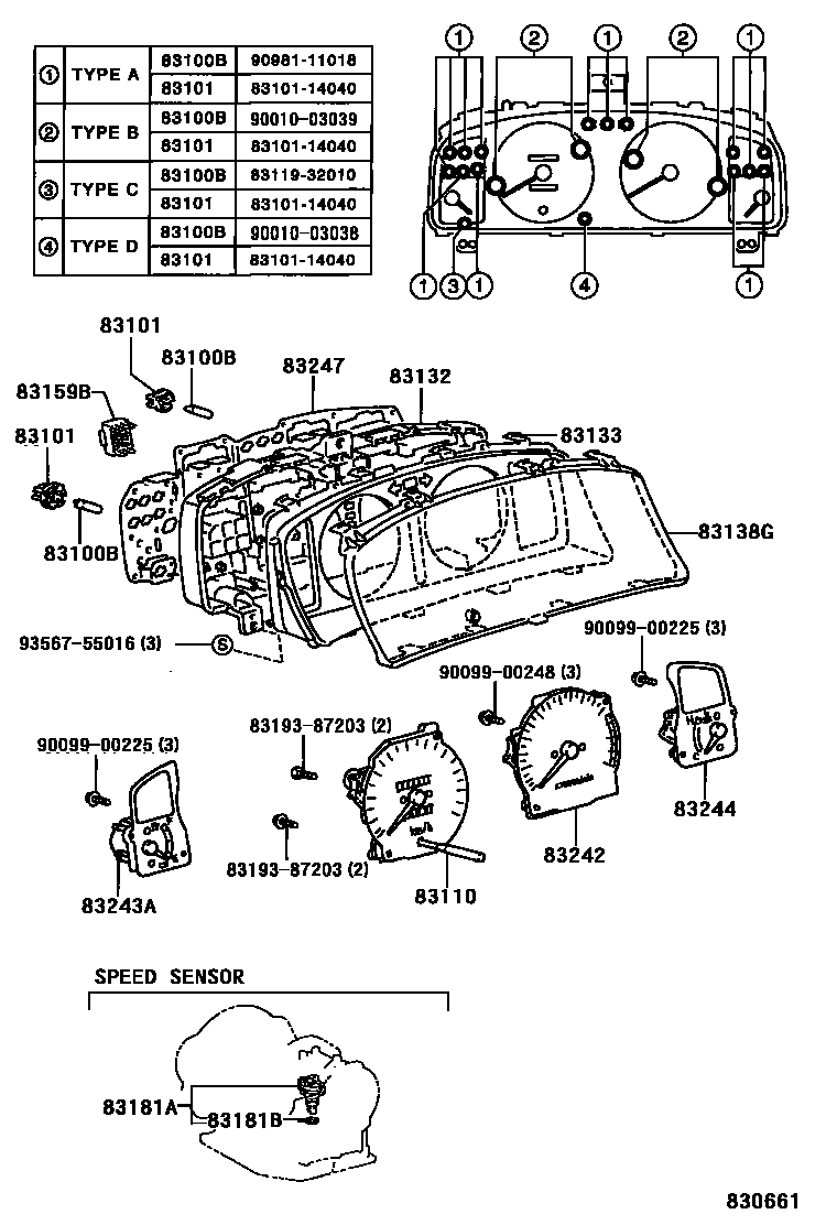 Toyota COROLLA 仪表 EPC diagram — 830661
