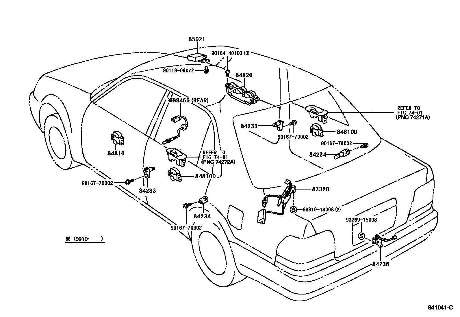Toyota COROLLA 开关和继电器和ECU EPC diagram — 841041C