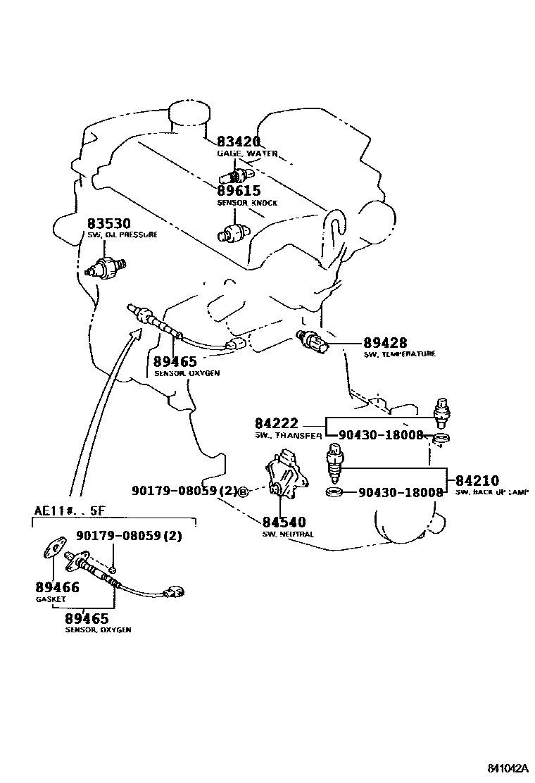 Toyota COROLLA 开关和继电器和ECU EPC diagram — 841042A