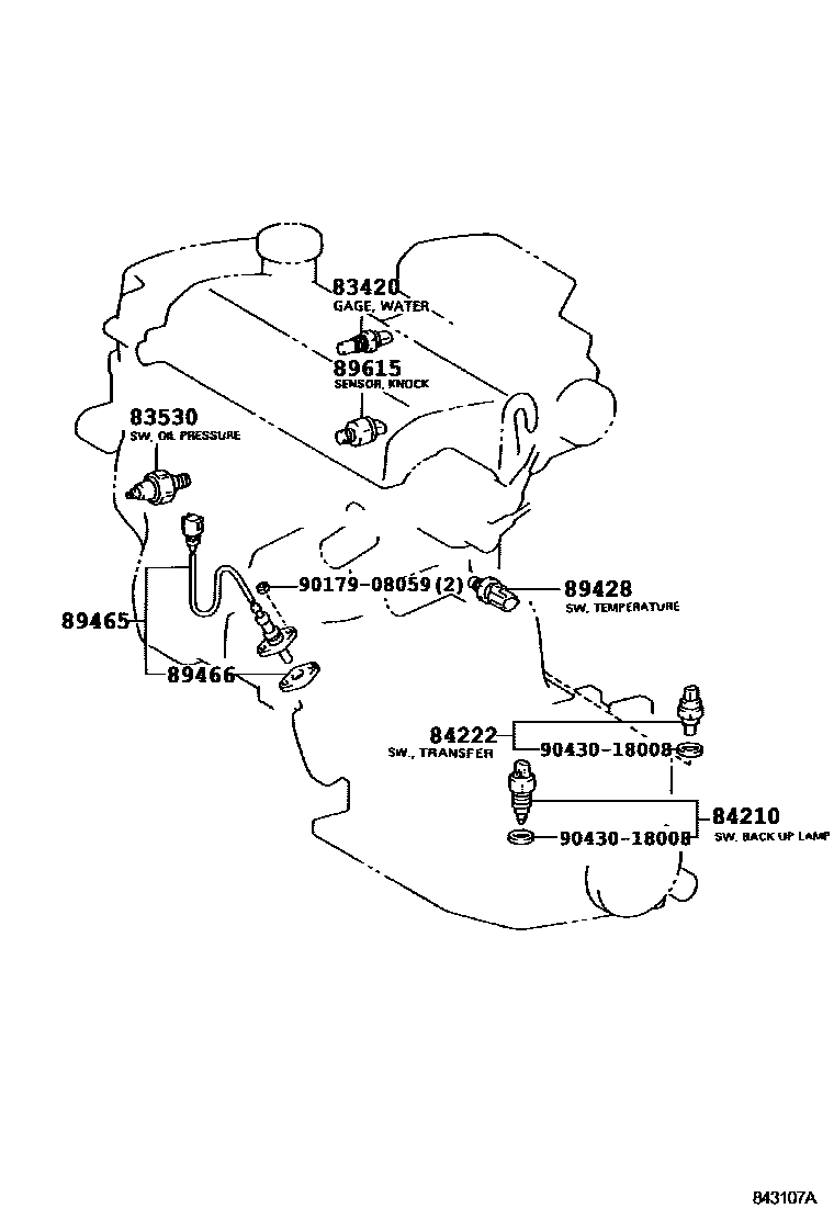 Toyota COROLLA 开关和继电器和ECU EPC diagram — 843107A