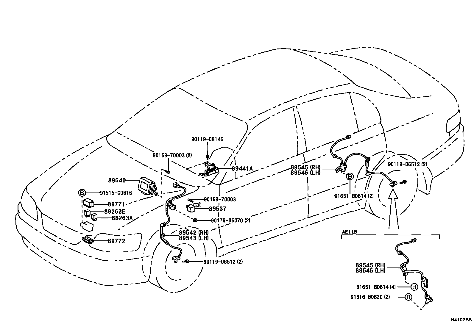 Toyota COROLLA ABS 和 VSC EPC diagram — 841028B