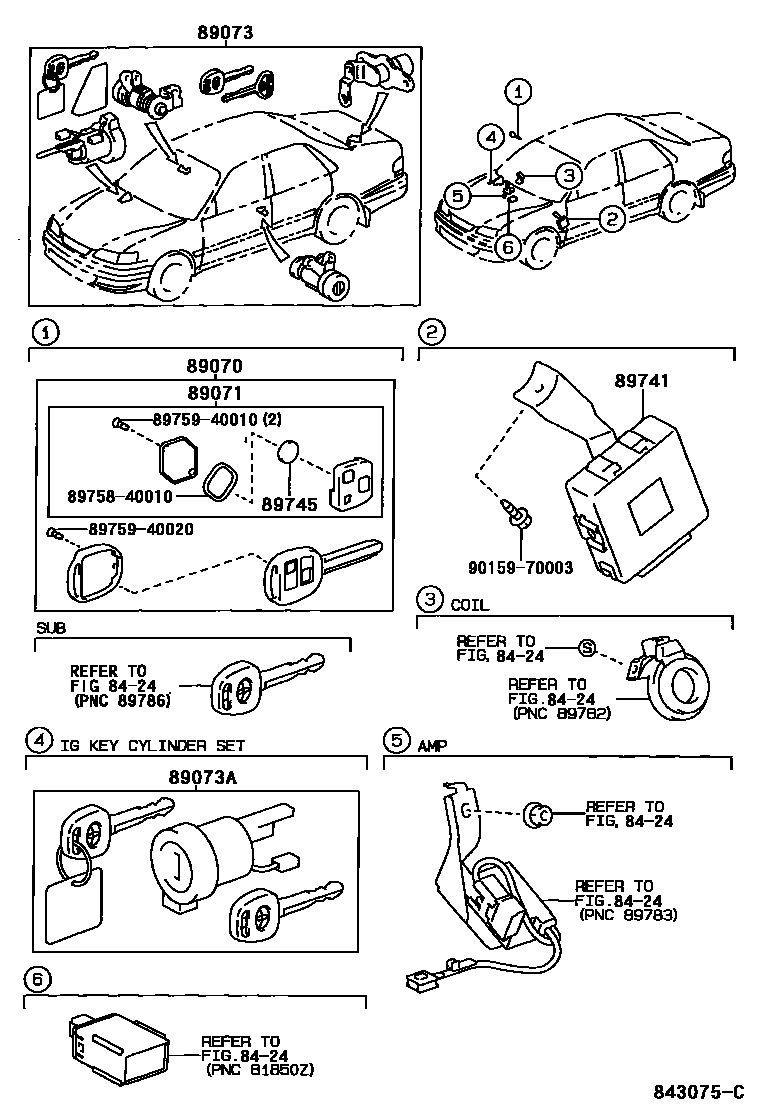 Toyota COROLLA 遥控门锁 EPC diagram — 843075C