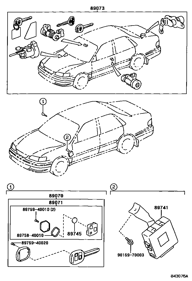 Toyota COROLLA 遥控门锁 EPC diagram — 843076A