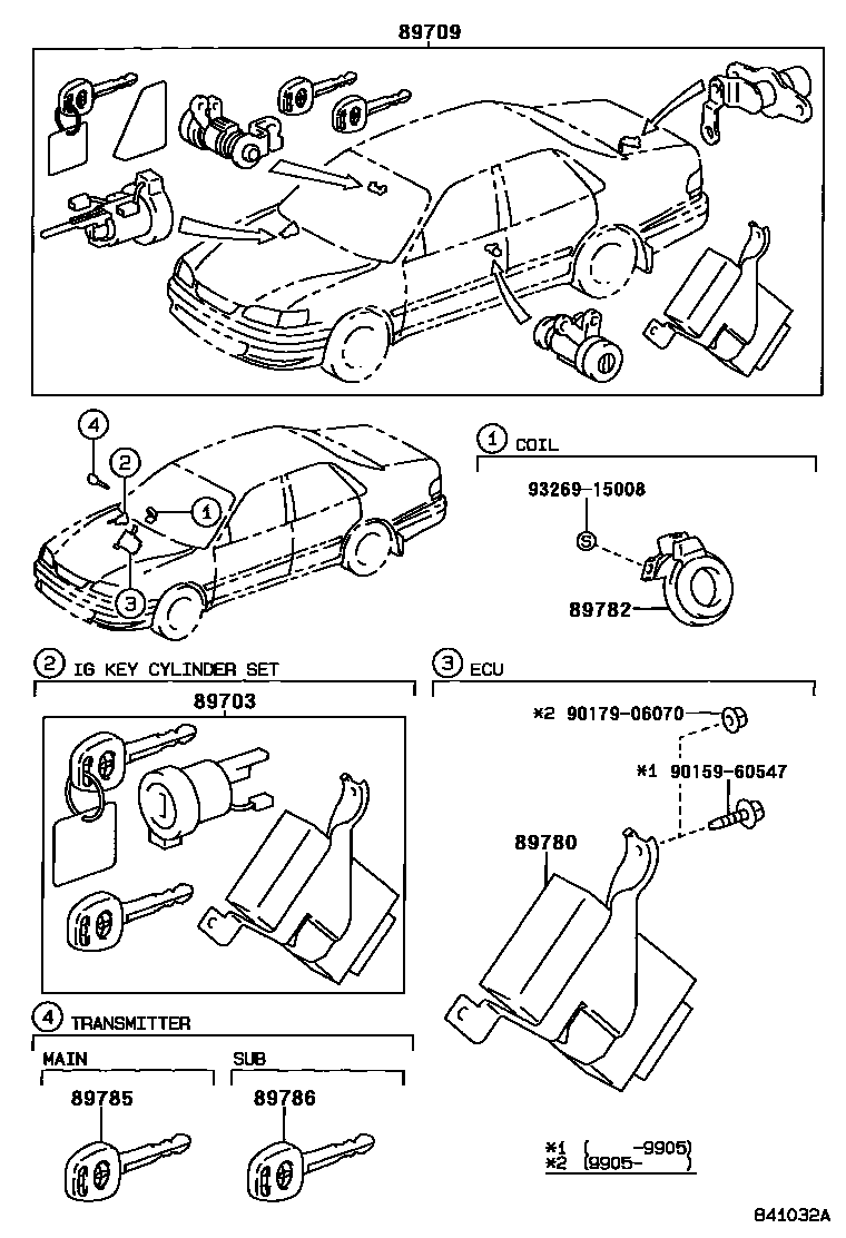 Toyota COROLLA 防盗装置 EPC diagram — 841032A