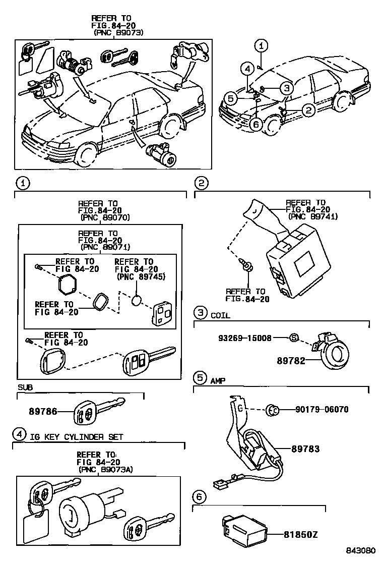 Toyota COROLLA 防盗装置 EPC diagram — 843080