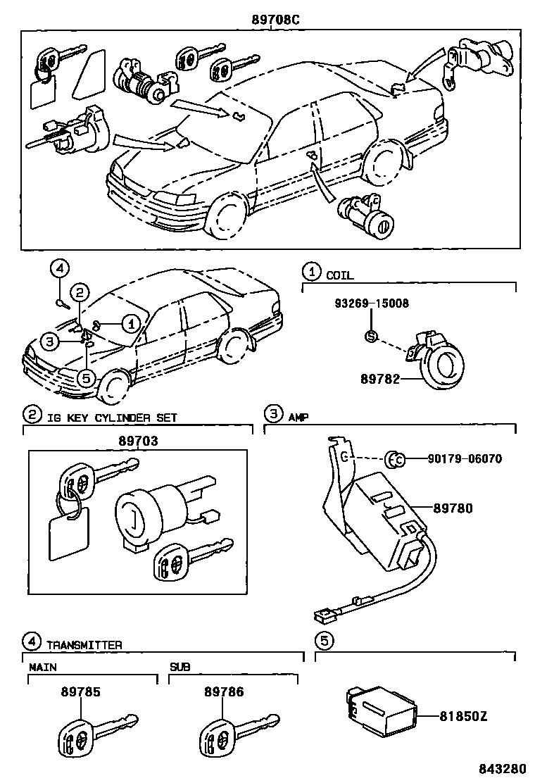 Toyota COROLLA 防盗装置 EPC diagram — 843280
