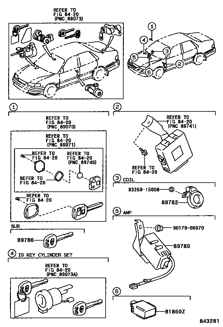 Toyota COROLLA 防盗装置 EPC diagram — 843281