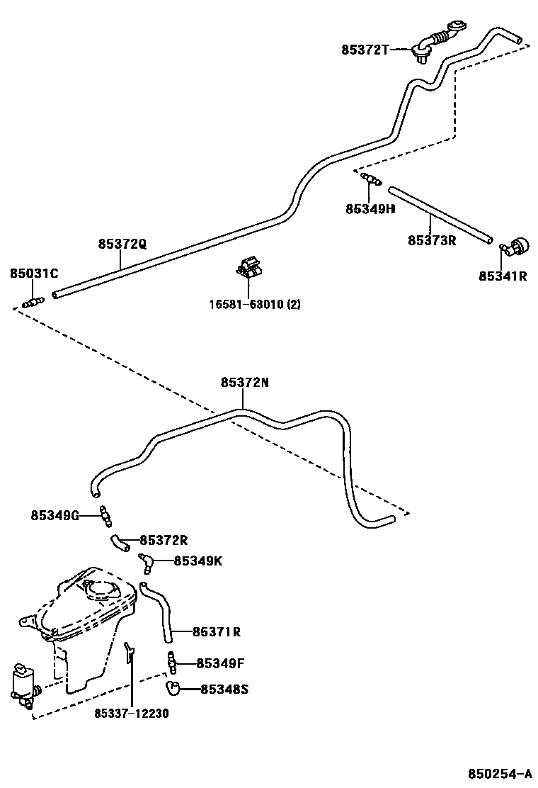 Toyota COROLLA 后清洗器 EPC diagram — 850254A