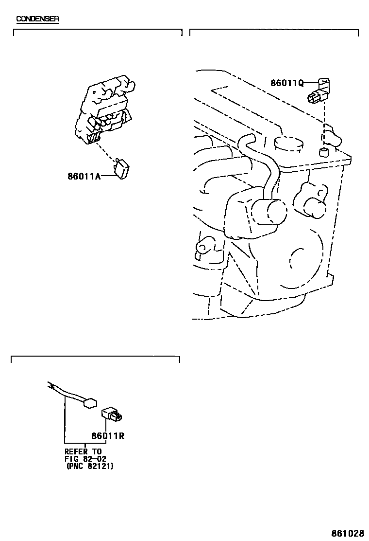 Toyota COROLLA 收音机、放大器和冷凝器 EPC diagram — 861028