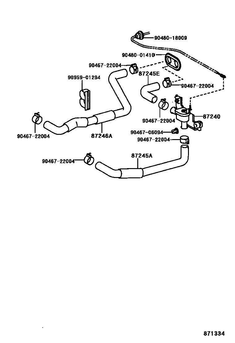 Toyota COROLLA 暖风和空调系统 - 水管 EPC diagram — 871334