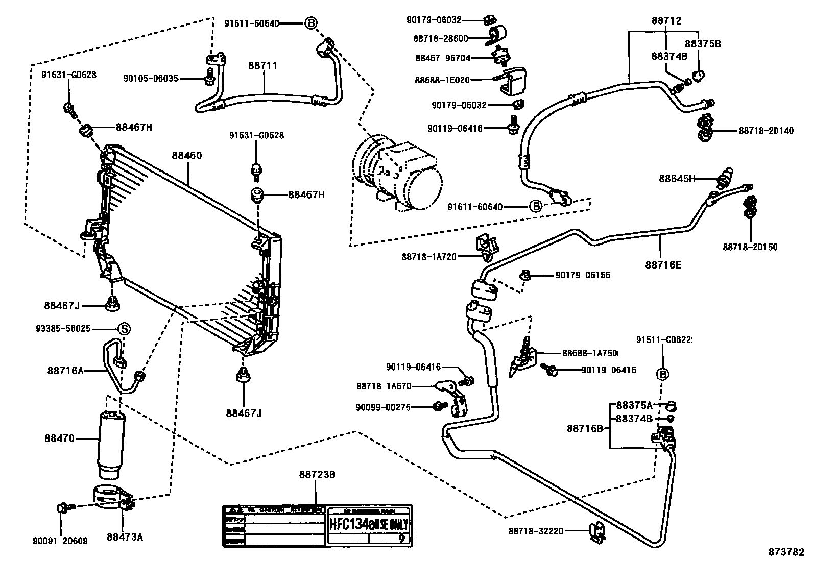Toyota COROLLA Heating & Air Conditioning - Cooler Piping EPC diagram — 873782