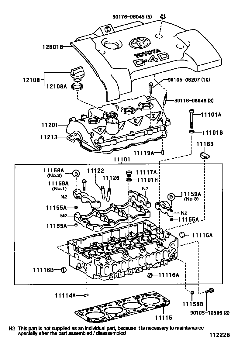 Toyota COROLLA Cylinder Head EPC diagram — 112228