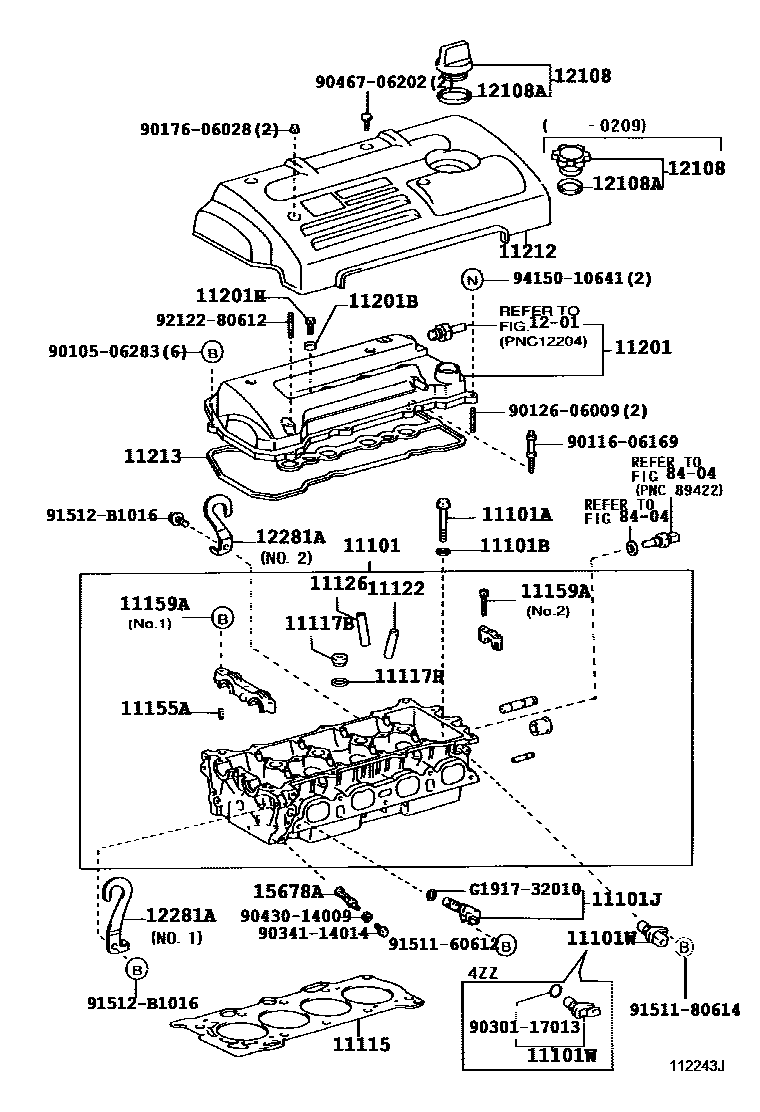 Toyota COROLLA Cylinder Head EPC diagram — 112243J