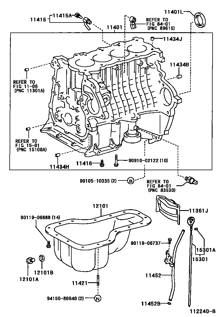 Toyota COROLLA Cylinder Block EPC diagram — 112240B