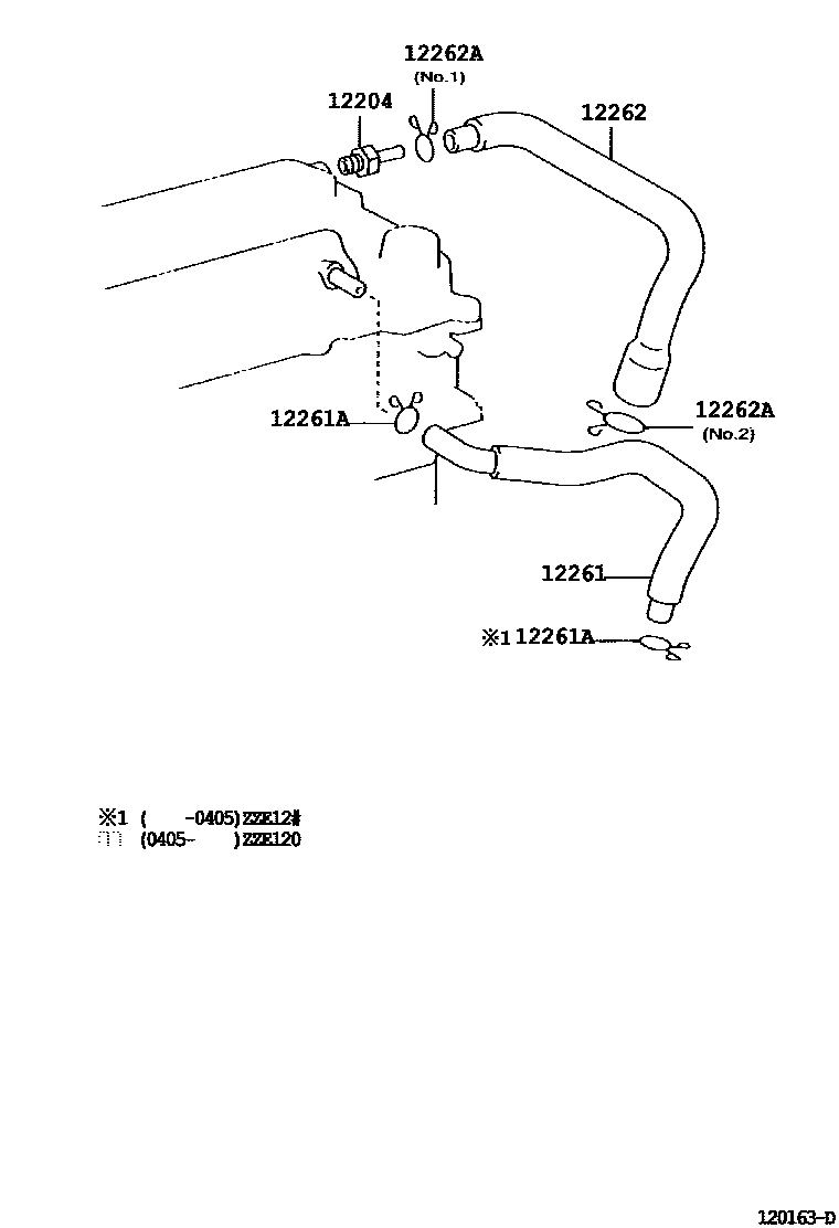 Toyota COROLLA Ventilation Hose EPC diagram — 120163D