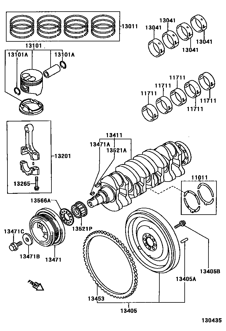 Toyota COROLLA Crankshaft & Piston EPC diagram — 130435