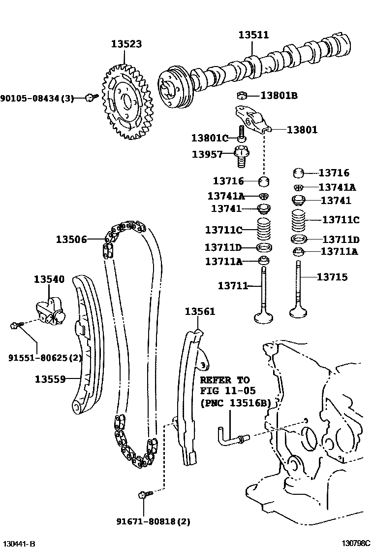 Toyota COROLLA Camshaft & Valve EPC diagram — 130798C