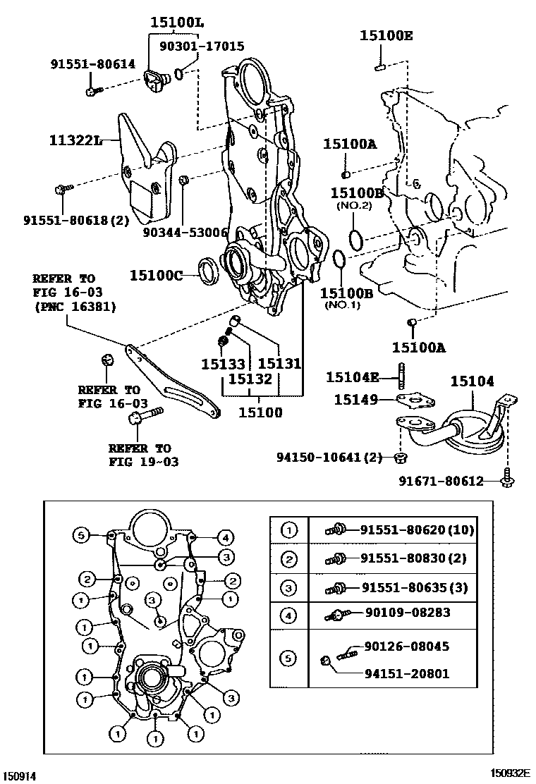 Toyota COROLLA Engine Oil Pump EPC diagram — 150932E