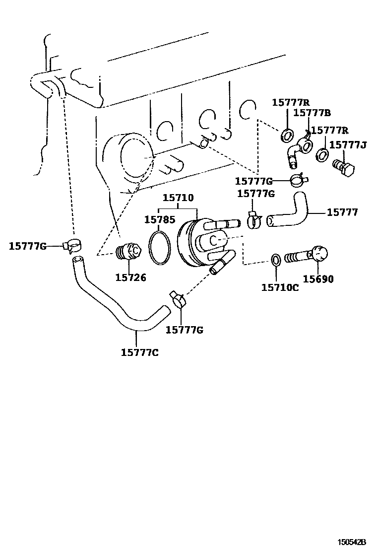 Toyota COROLLA Engine Oil Cooler EPC diagram — 150542B