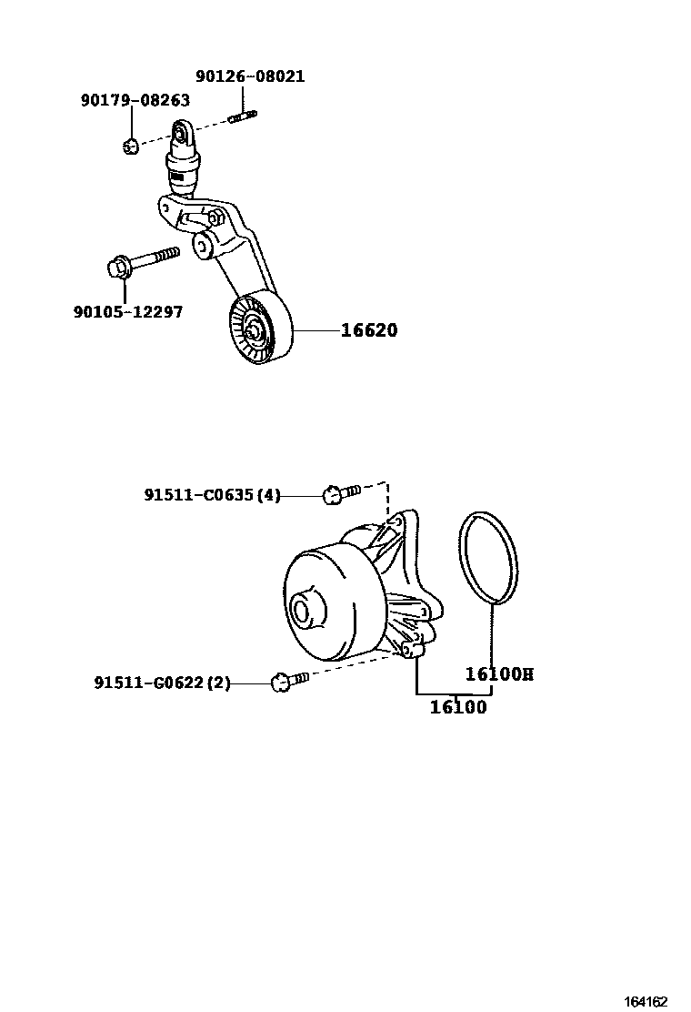Toyota COROLLA Water Pump EPC diagram — 164162
