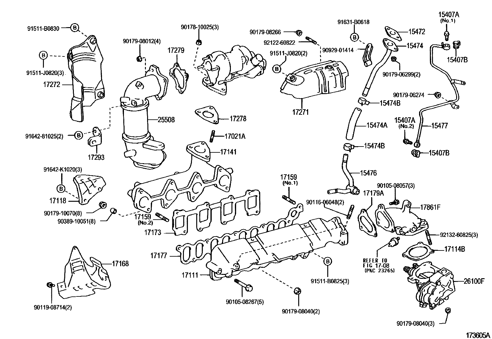 Toyota COROLLA Manifold EPC diagram — 173605A