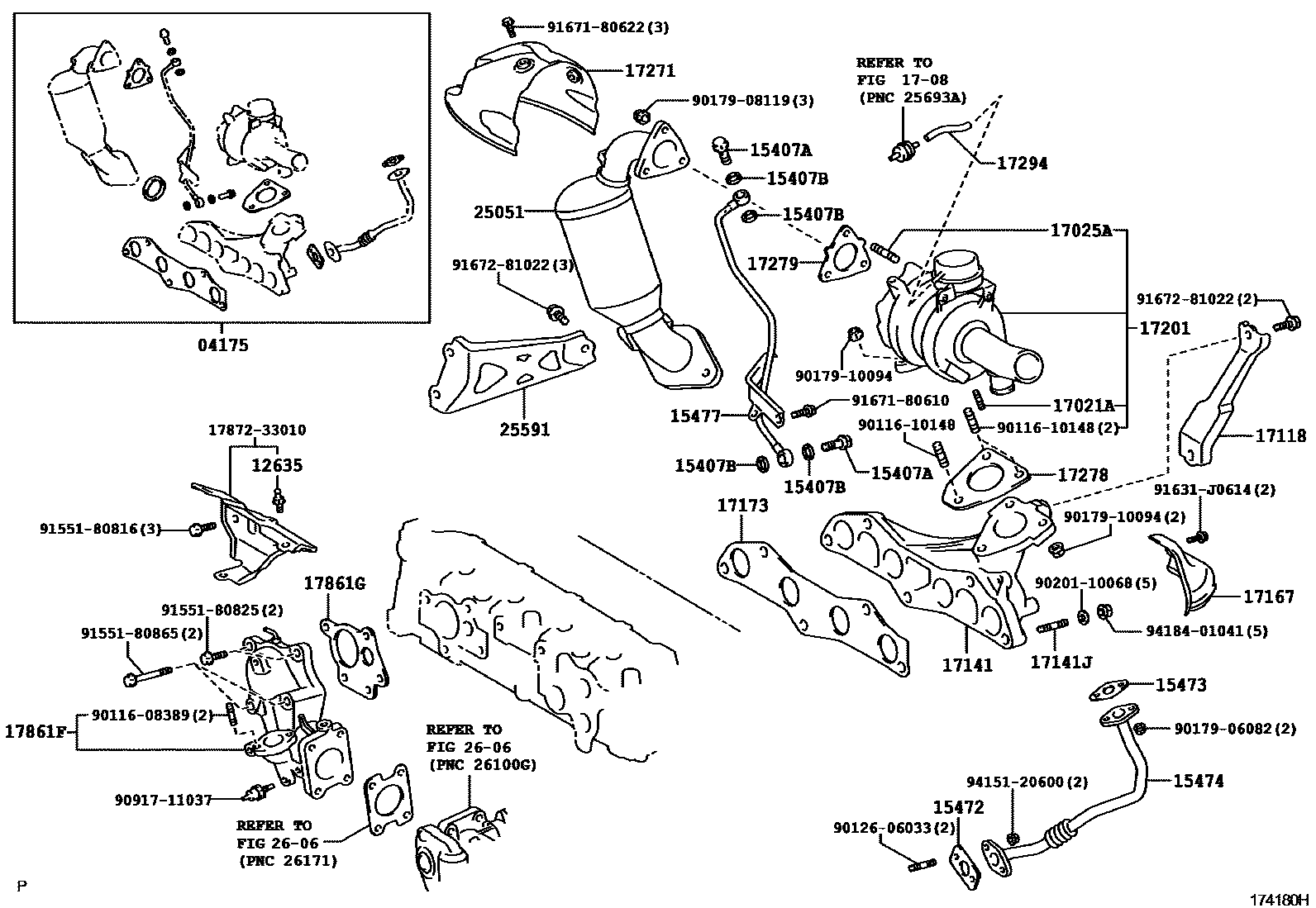 Toyota COROLLA Manifold EPC diagram — 174180H