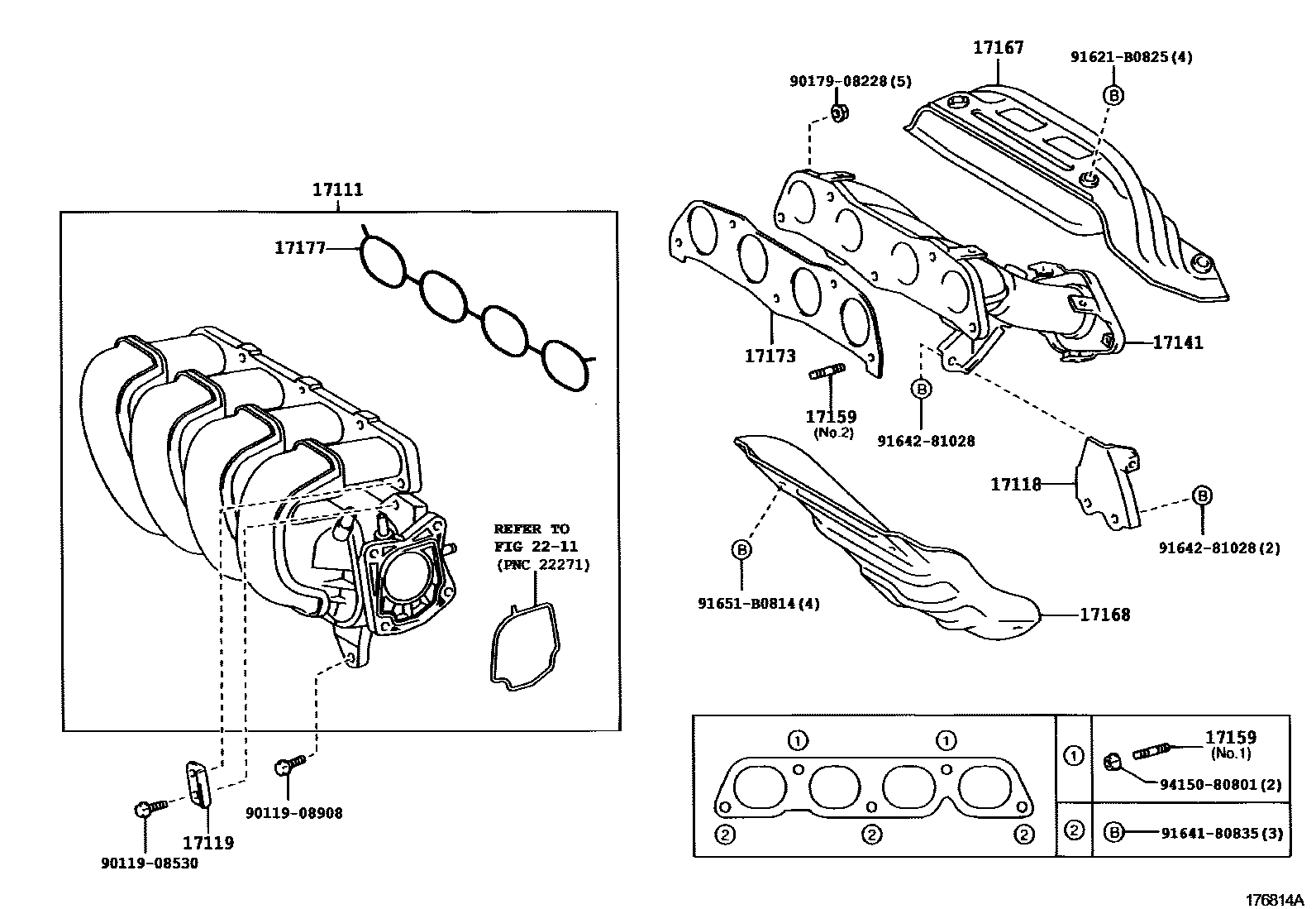Toyota COROLLA Manifold EPC diagram — 176814A