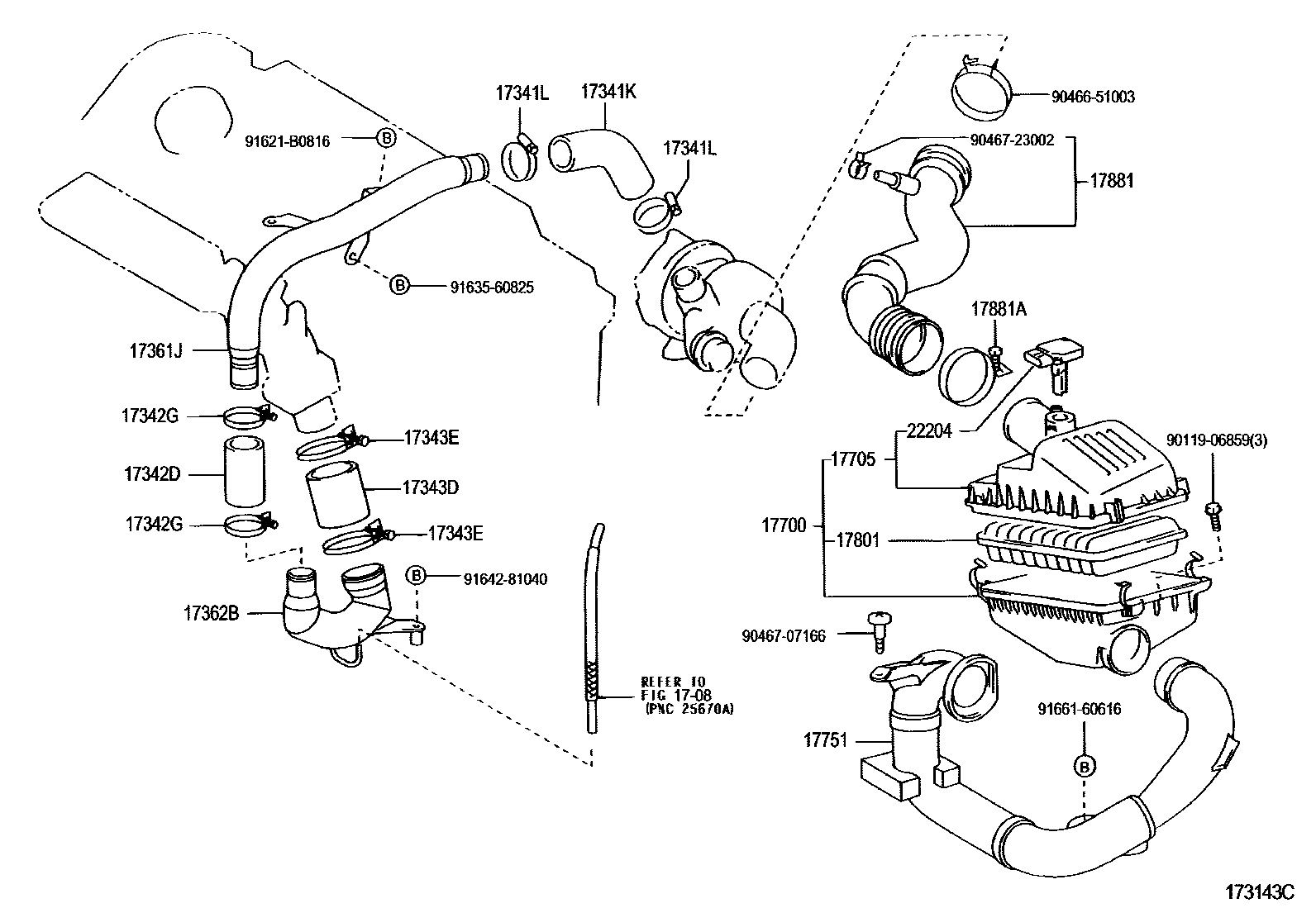 Toyota COROLLA Air Cleaner EPC diagram — 173143C