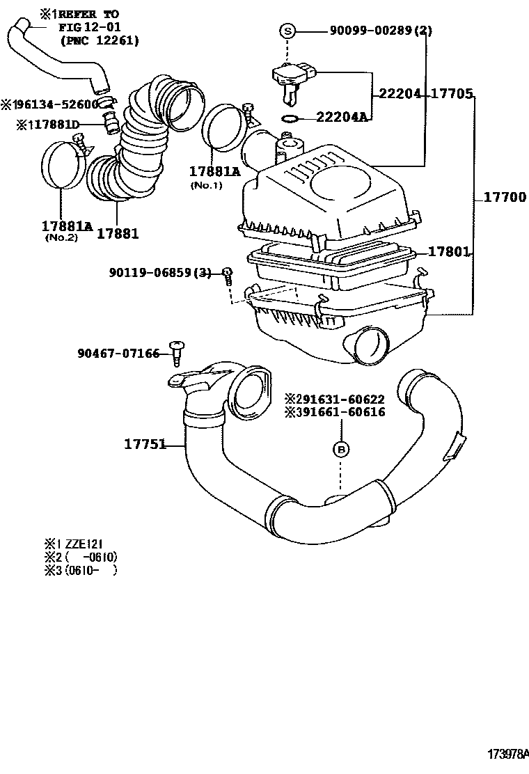 Toyota COROLLA Air Cleaner EPC diagram — 173978B
