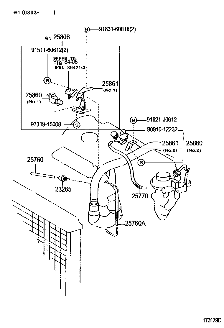 Toyota COROLLA vacuum tube EPC diagram — 173179D