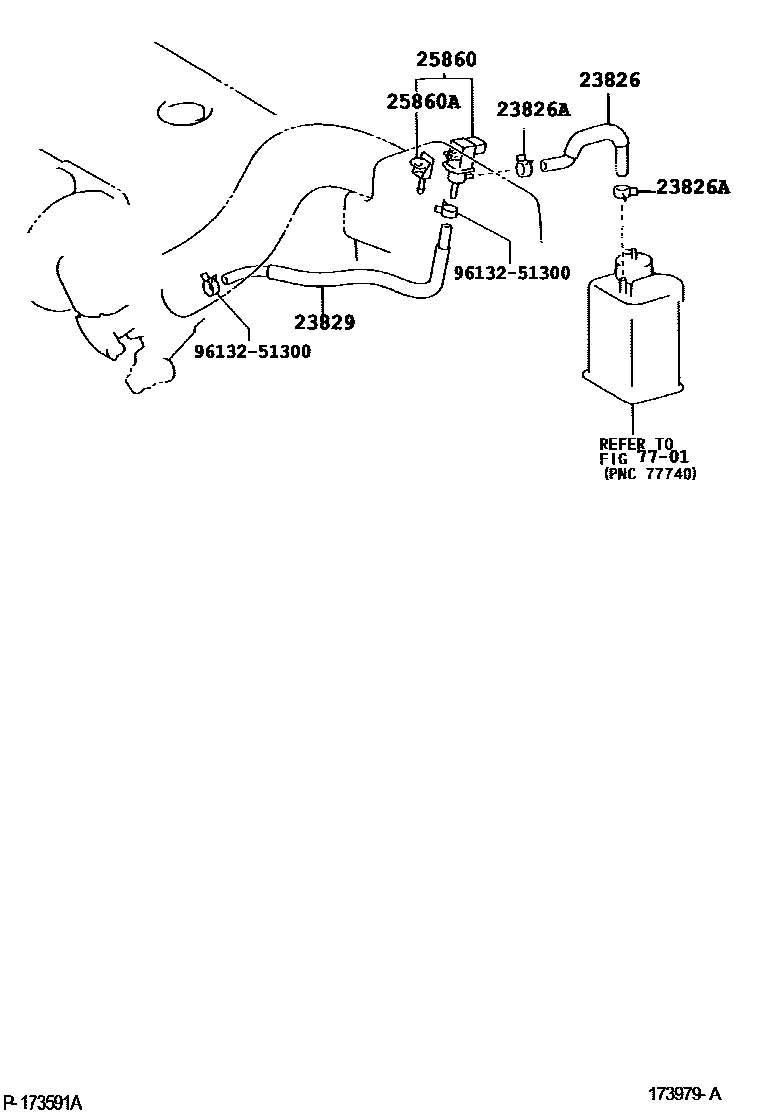 Toyota COROLLA vacuum tube EPC diagram — 173979A