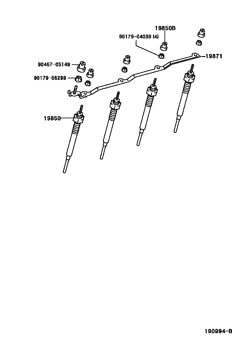 Toyota COROLLA 点火线圈和火花塞 EPC diagram — 190994B