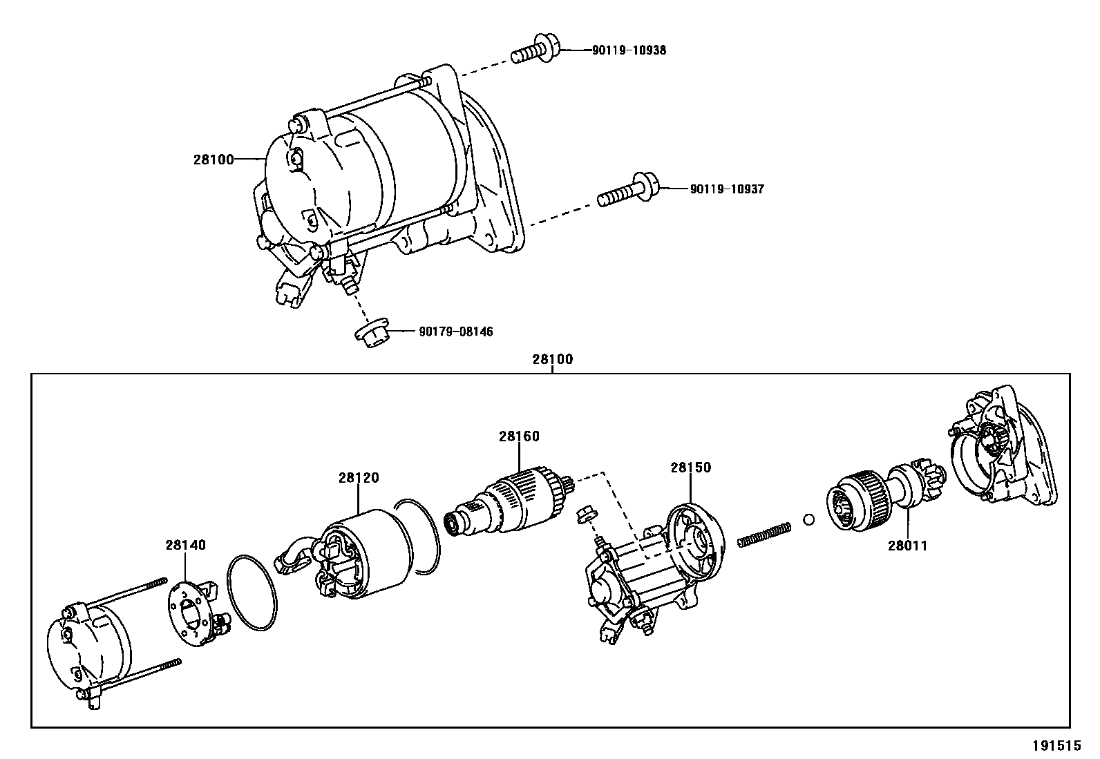 Toyota COROLLA 起动机 EPC diagram — 191515