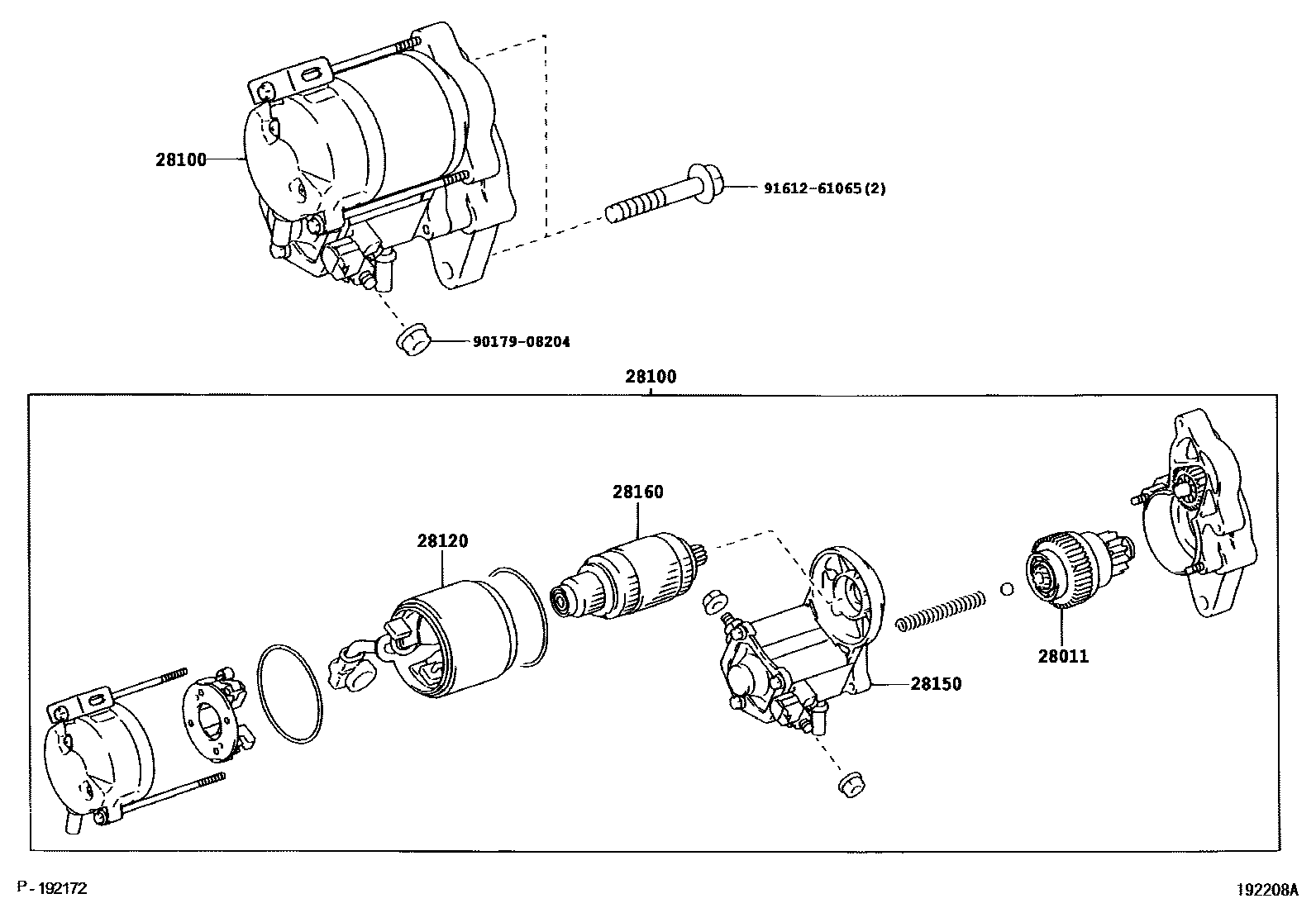 Toyota COROLLA 起动机 EPC diagram — 192208A