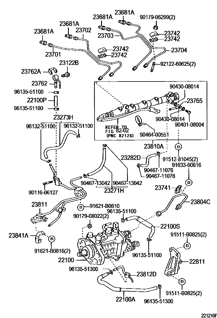 Toyota COROLLA 喷油泵总成 EPC diagram — 221216F