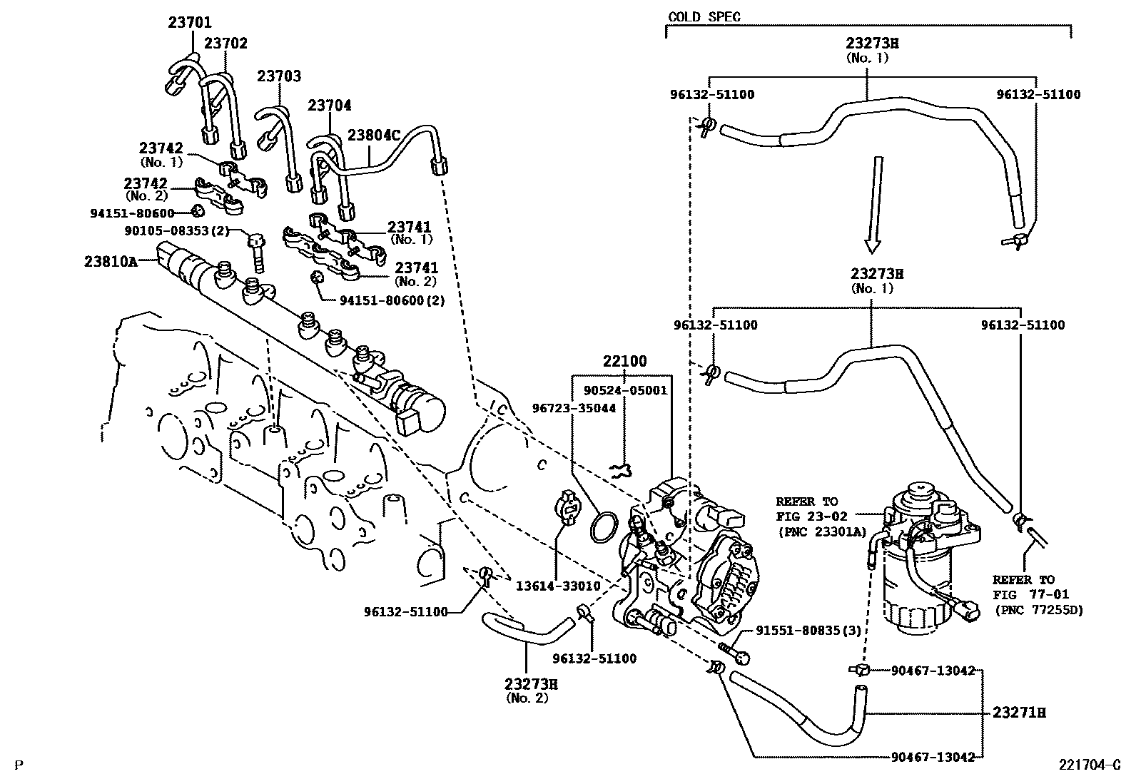 Toyota COROLLA 喷油泵总成 EPC diagram — 221704C