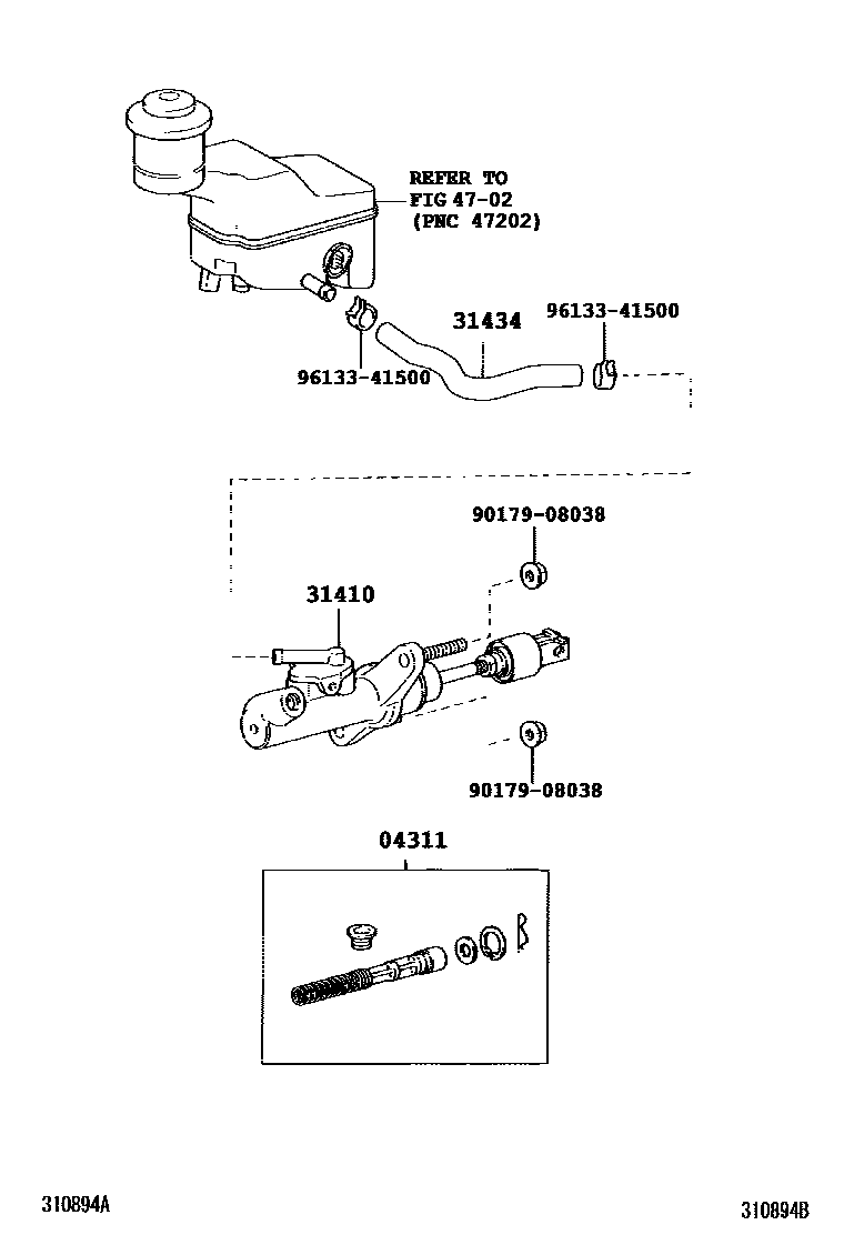 Toyota COROLLA 离合器总泵 EPC diagram — 310894B