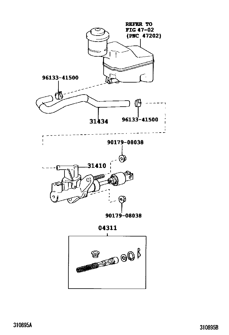 Toyota COROLLA 离合器总泵 EPC diagram — 310895B