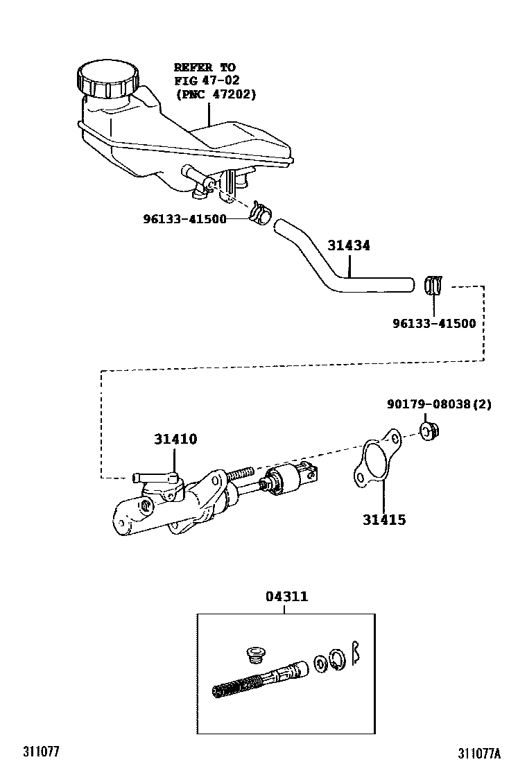 Toyota COROLLA 离合器总泵 EPC diagram — 311077A