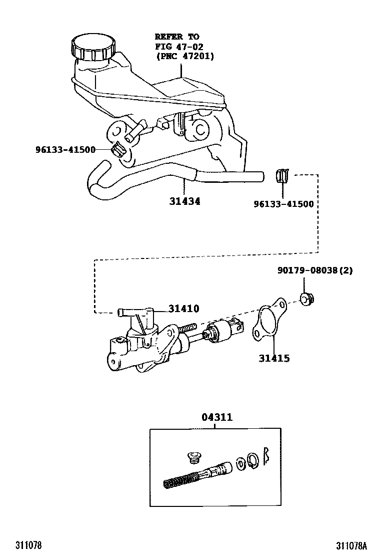 Toyota COROLLA 离合器总泵 EPC diagram — 311078A