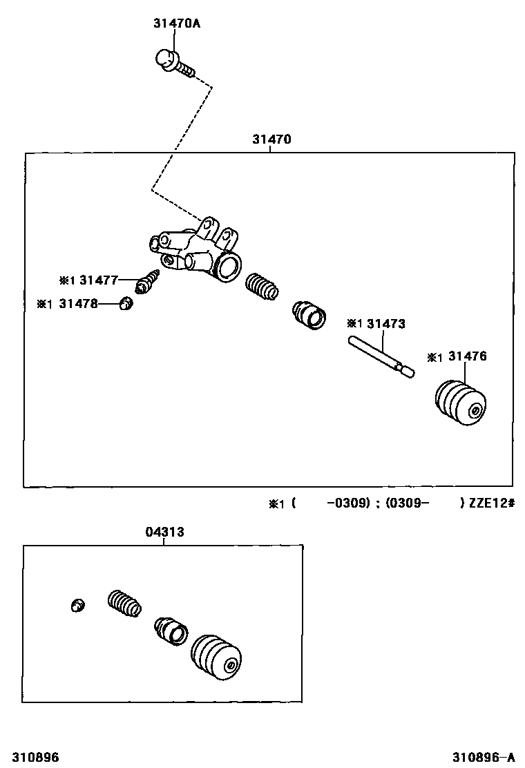 Toyota COROLLA 离合器分离缸 EPC diagram — 310896A