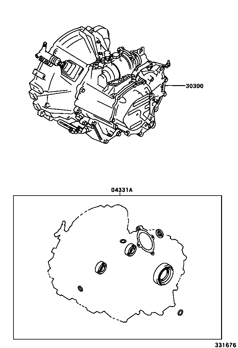 Toyota COROLLA 传动桥或变速器总成和衬垫组件(MTM) EPC diagram — 331676