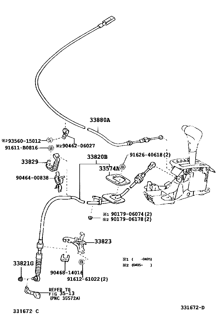 Toyota COROLLA Shift Lever & Retainer EPC diagram — 331672D