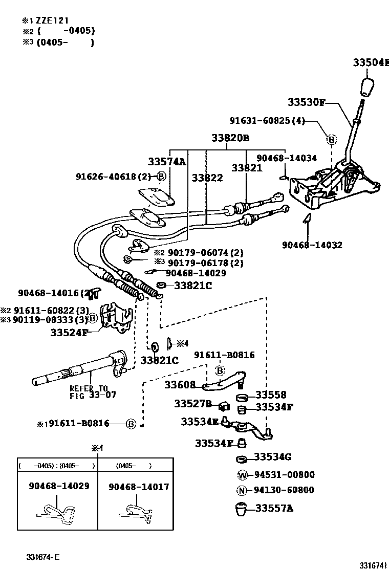 Toyota COROLLA Shift Lever & Retainer EPC diagram — 331674I