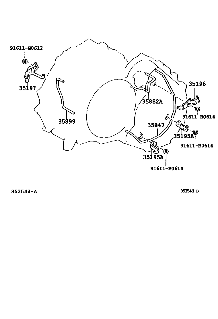 Toyota COROLLA 阀体和滤油网(ATM) EPC diagram — 353543B